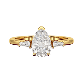 1.50 Carat Pear Cut Diamond Trilogy Engagement Ring - Evara Jewelry LLC