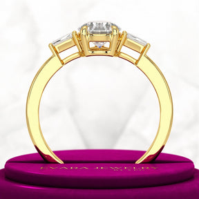 1.50 Carat Pear Cut Diamond Trilogy Engagement Ring - Evara Jewelry LLC