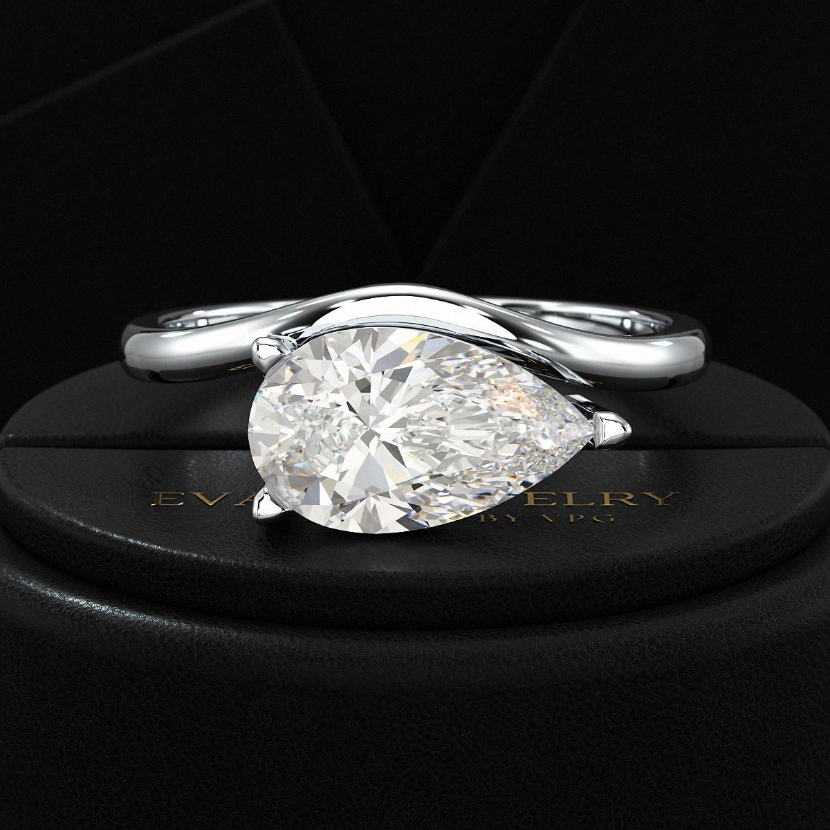 1.50 Carat Pear Cut East West Engagement Ring - Evara Jewelry LLC