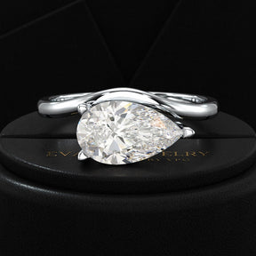 1.50 Carat Pear Cut East West Engagement Ring - Evara Jewelry LLC