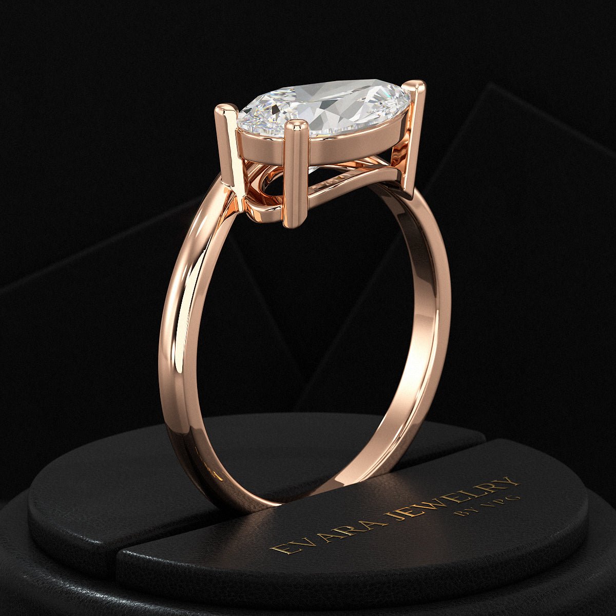 1.50 Carat Pear Cut East West Engagement Ring - Evara Jewelry LLC