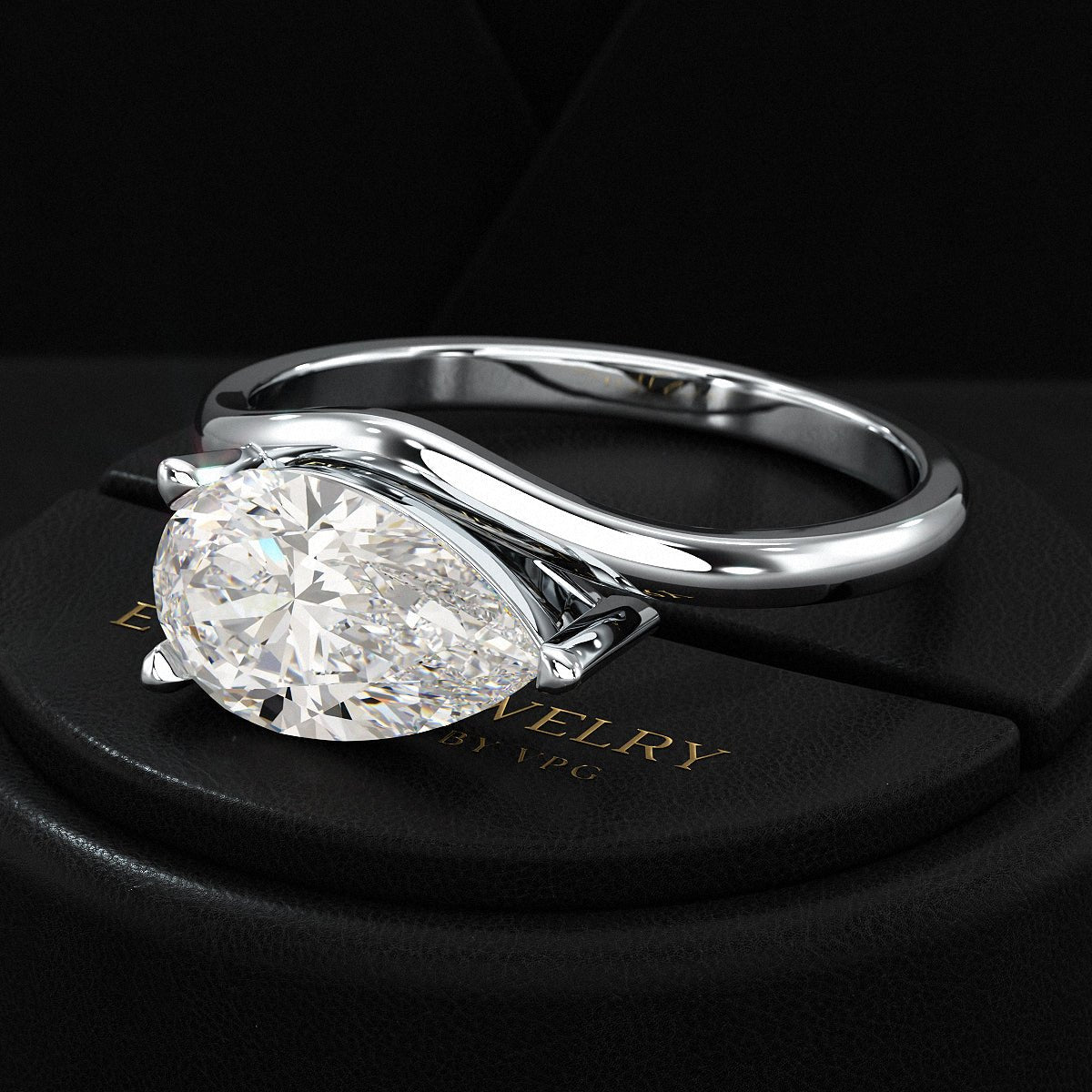 1.50 Carat Pear Cut East West Engagement Ring - Evara Jewelry LLC