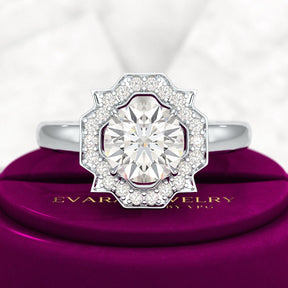 1.50 Carat Round Cut Art Deco Engagement Ring - Evara Jewelry LLC