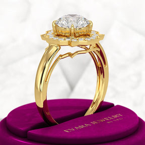 1.50 Carat Round Cut Art Deco Engagement Ring - Evara Jewelry LLC