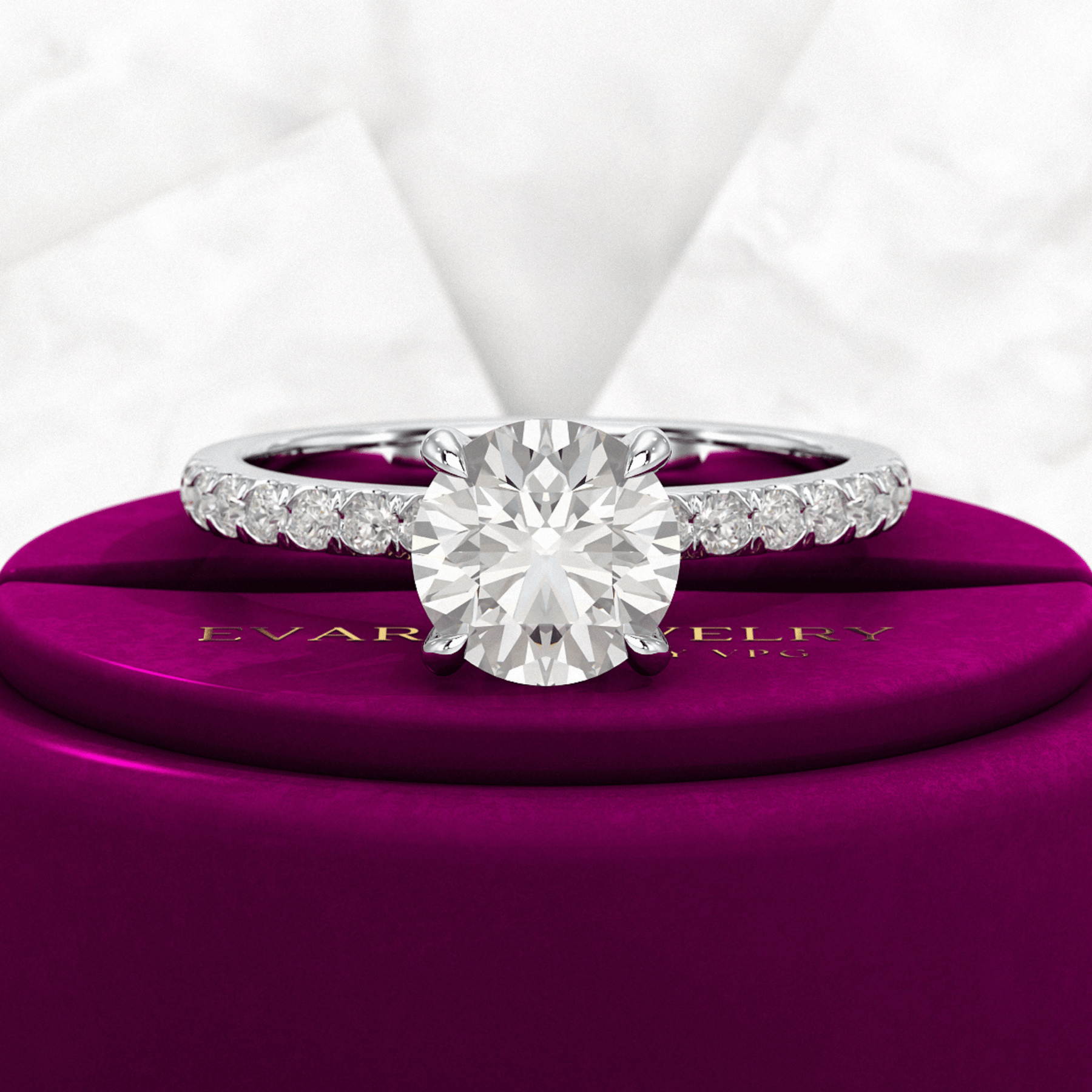 1.50 Carat Round Cut Diamond Engagement Ring - Evara Jewelry LLC