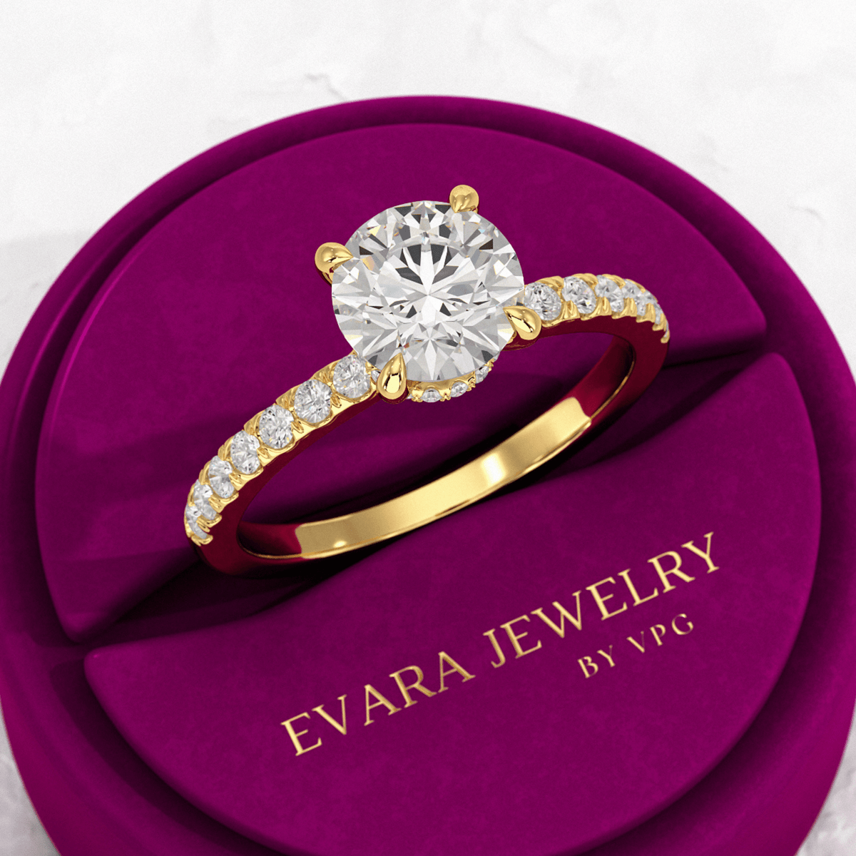 1.50 Carat Round Cut Diamond Engagement Ring - Evara Jewelry LLC