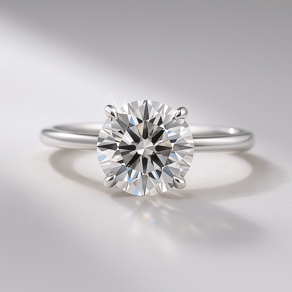 1.50 Carat Round Cut Hidden Halo Minimalist Engagement Ring - Evara Jewelry LLC