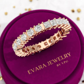 1.64 Carats Princess Cut & Round Cut Lab Grown Diamond 50 - 50 Eternity Band - Evara Jewelry LLC