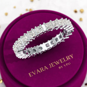 1.64 Carats Princess Cut & Round Cut Lab Grown Diamond 50 - 50 Eternity Band - Evara Jewelry LLC