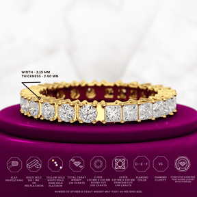 1.64 Carats Princess Cut & Round Cut Lab Grown Diamond 50 - 50 Eternity Band - Evara Jewelry LLC