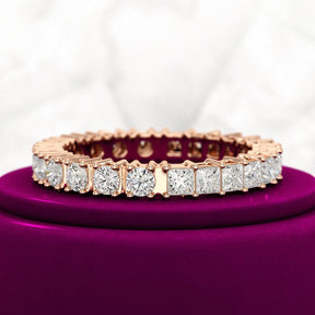 1.64 Carats Princess Cut & Round Cut Lab Grown Diamond 50 - 50 Eternity Band - Evara Jewelry LLC