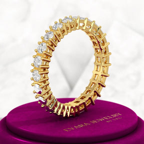 1.64 Carats Princess Cut & Round Cut Lab Grown Diamond 50 - 50 Eternity Band - Evara Jewelry LLC