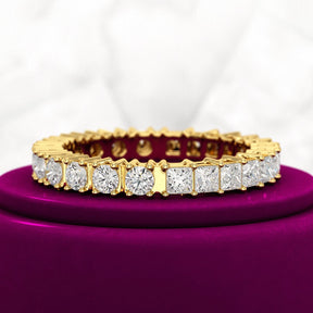 1.64 Carats Princess Cut & Round Cut Lab Grown Diamond 50 - 50 Eternity Band - Evara Jewelry LLC