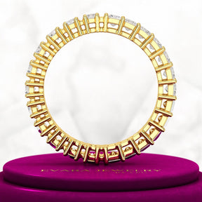 1.64 Carats Princess Cut & Round Cut Lab Grown Diamond 50 - 50 Eternity Band - Evara Jewelry LLC