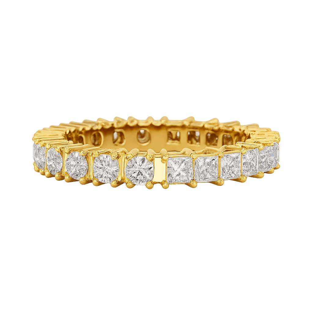 1.64 Carats Princess Cut & Round Cut Lab Grown Diamond 50 - 50 Eternity Band - Evara Jewelry LLC