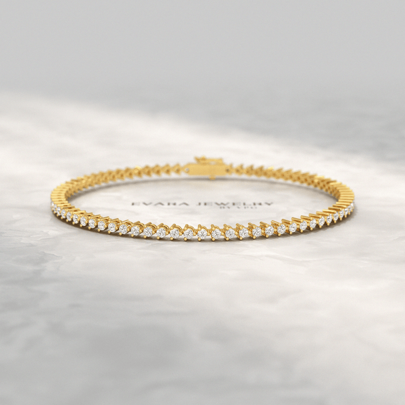 1.70 Carats Three Prongs Dainty Diamond Tennis Bracelet
