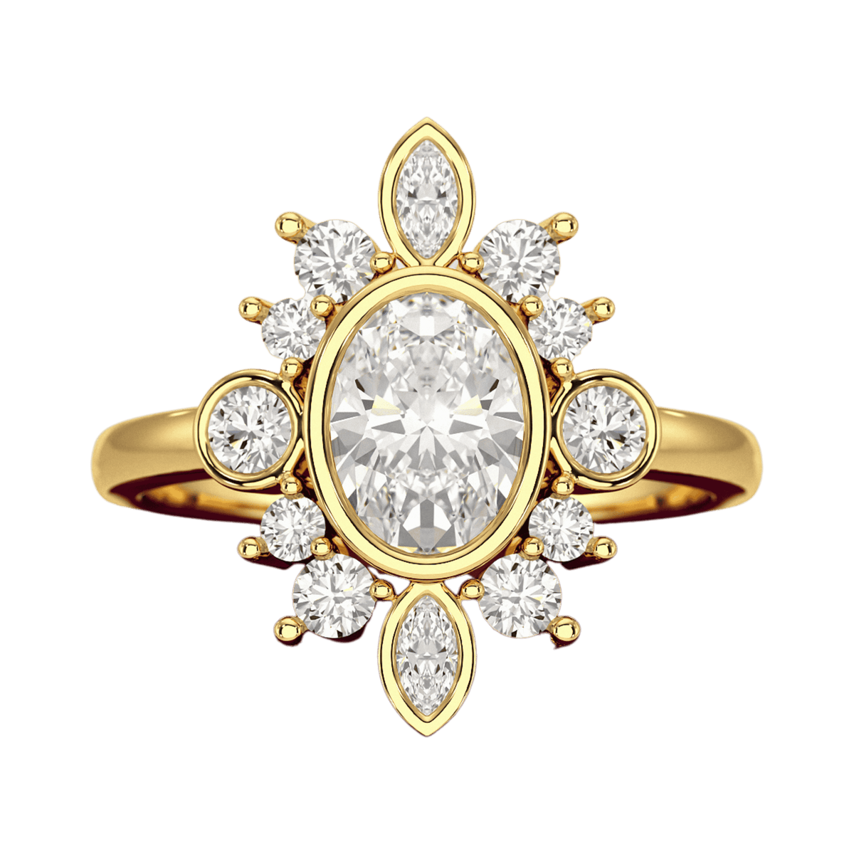 1.72 TCW Oval Diamond Art Deco Wedding Ring - Evara Jewelry LLC