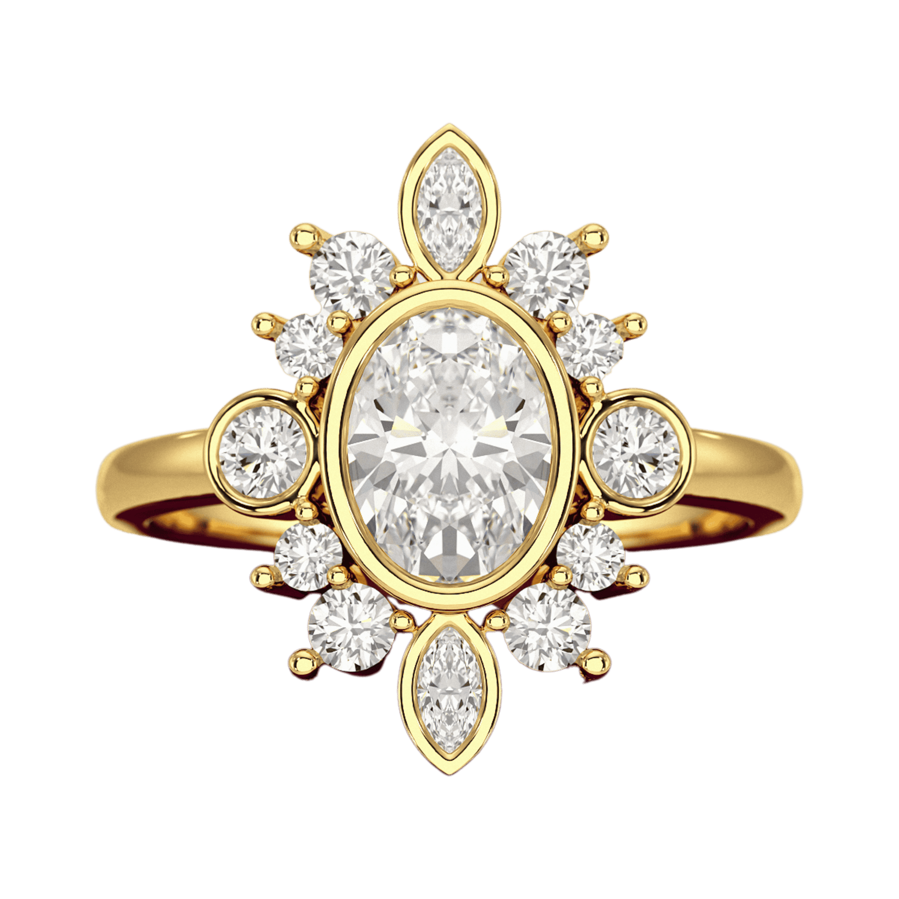 1.72 TCW Oval Diamond Art Deco Wedding Ring - Evara Jewelry LLC