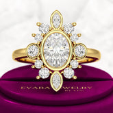 1.72 TCW Oval Diamond Art Deco Wedding Ring - Evara Jewelry LLC