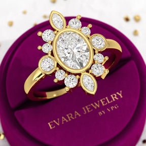1.72 TCW Oval Diamond Art Deco Wedding Ring - Evara Jewelry LLC