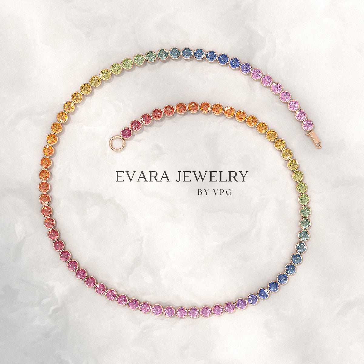 1.92 Carats Rainbow Sapphire Tennis Bracelet in Solid 14K/18K Gold - Evara Jewelry LLC