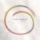 1.92 Carats Rainbow Sapphire Tennis Bracelet in Solid 14K/18K Gold - Evara Jewelry LLC