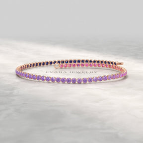 1.94 Carat Sapphire & Amethyst Tennis Bracelet - Natural Sapphire & Amethyst in Solid 18K/14K Gold - Evara Jewelry LLC