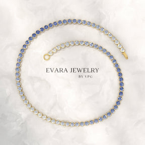 1.96 Carats Ombre Blue Sapphire Tennis Bracelet - Natural Sapphire in Solid 18K/14K Gold - Evara Jewelry LLC