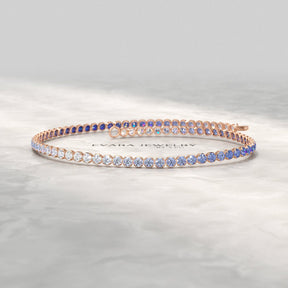 1.96 Carats Ombre Blue Sapphire Tennis Bracelet - Natural Sapphire in Solid 18K/14K Gold - Evara Jewelry LLC