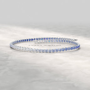 1.96 Carats Ombre Blue Sapphire Tennis Bracelet - Natural Sapphire in Solid 18K/14K Gold - Evara Jewelry LLC