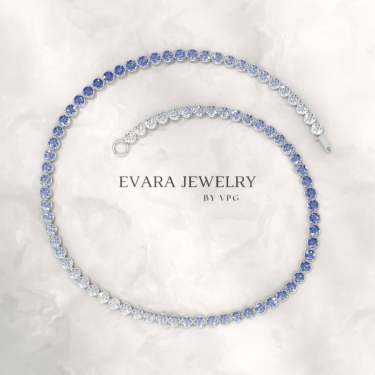 1.96 Carats Ombre Blue Sapphire Tennis Bracelet - Natural Sapphire in Solid 18K/14K Gold - Evara Jewelry LLC