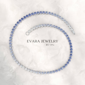 1.96 Carats Ombre Blue Sapphire Tennis Bracelet - Natural Sapphire in Solid 18K/14K Gold - Evara Jewelry LLC
