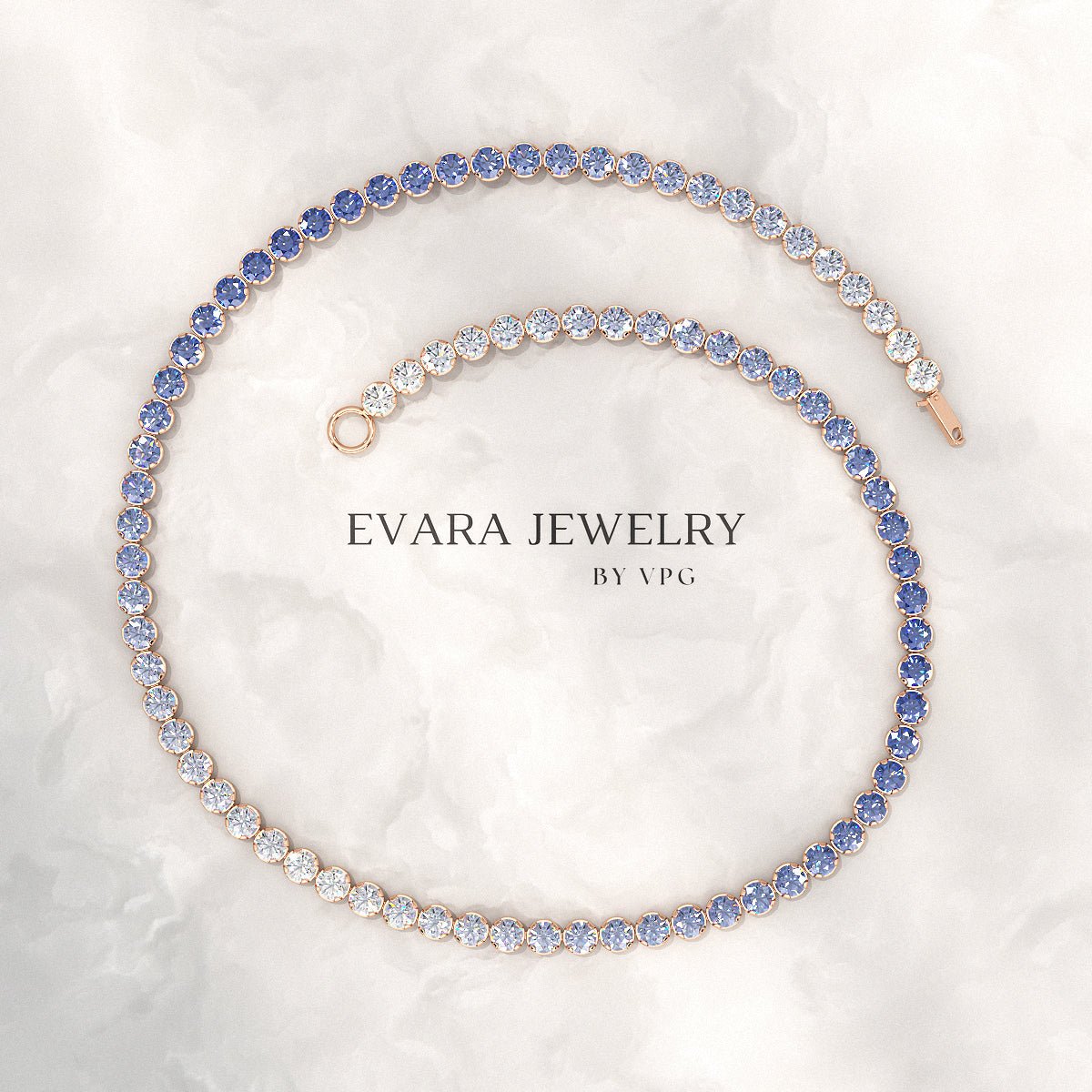 1.96 Carats Ombre Blue Sapphire Tennis Bracelet - Natural Sapphire in Solid 18K/14K Gold - Evara Jewelry LLC