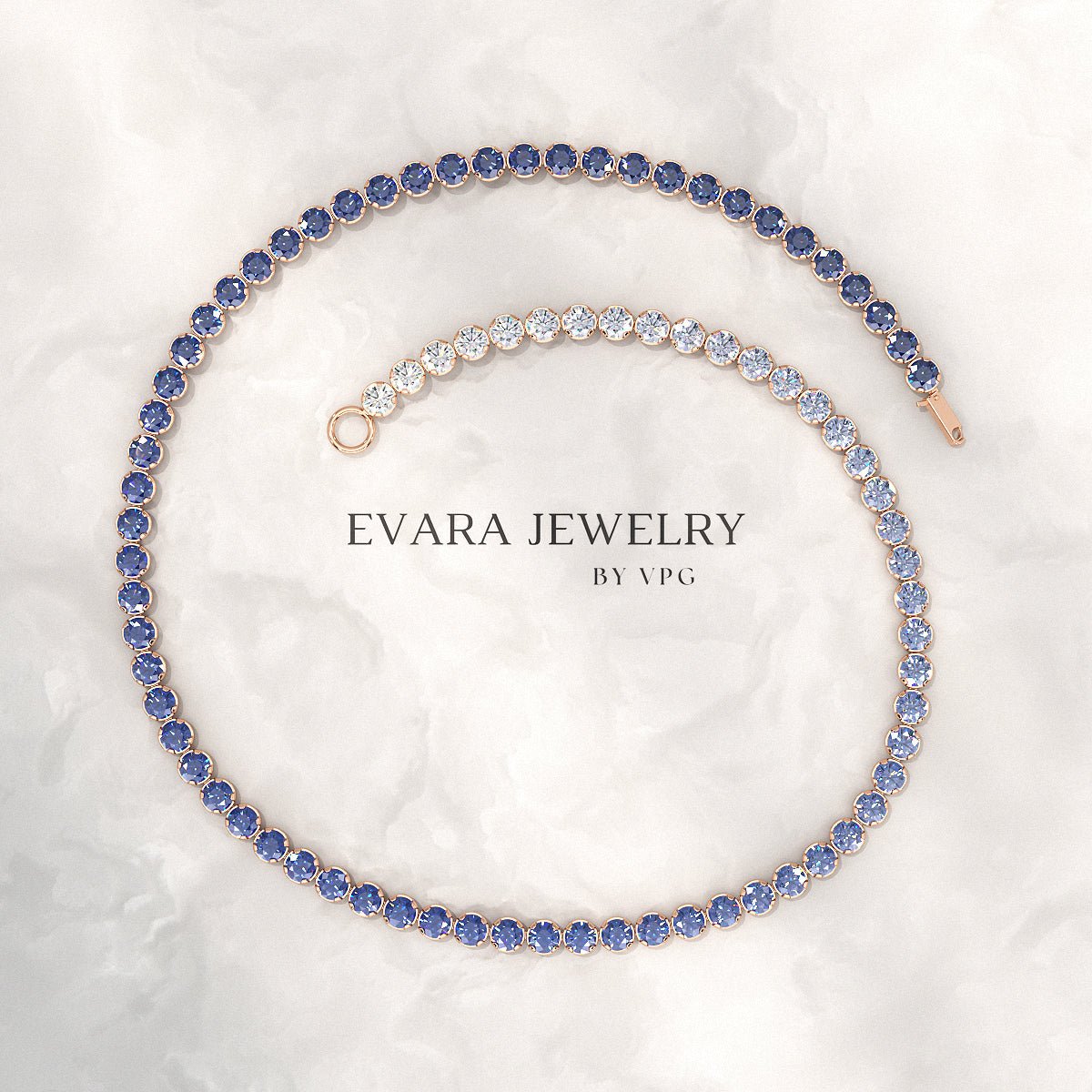 1.96 Carats Ombre Natural Blue Sapphire Tennis Bracelet in Solid 14K/18K Gold - Evara Jewelry LLC