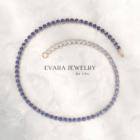 1.96 Carats Ombre Natural Blue Sapphire Tennis Bracelet in Solid 14K/18K Gold - Evara Jewelry LLC