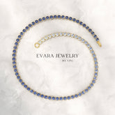1.96 Carats Ombre Natural Blue Sapphire Tennis Bracelet in Solid 14K/18K Gold - Evara Jewelry LLC
