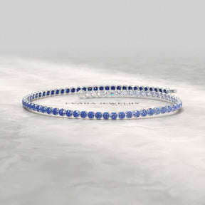 1.96 Carats Ombre Natural Blue Sapphire Tennis Bracelet in Solid 14K/18K Gold - Evara Jewelry LLC