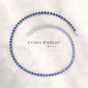 1.96 Carats Ombre Natural Blue Sapphire Tennis Bracelet in Solid 14K/18K Gold - Evara Jewelry LLC
