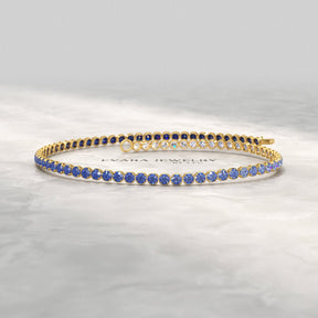 1.96 Carats Ombre Natural Blue Sapphire Tennis Bracelet in Solid 14K/18K Gold - Evara Jewelry LLC