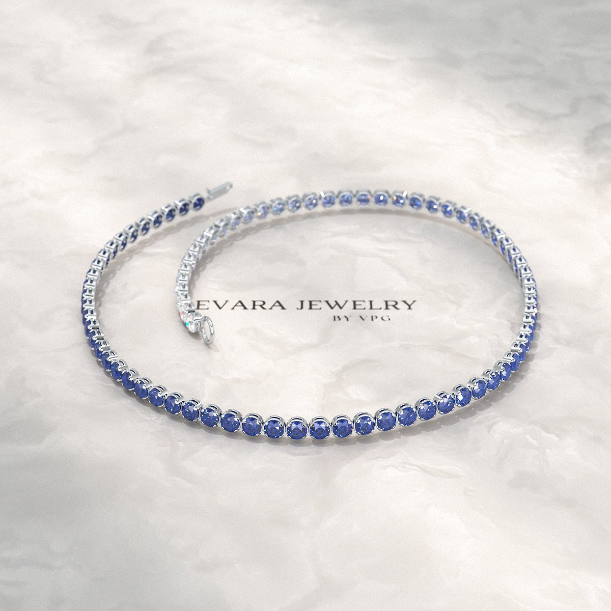 1.96 Carats Ombre Natural Blue Sapphire Tennis Bracelet in Solid 14K/18K Gold - Evara Jewelry LLC
