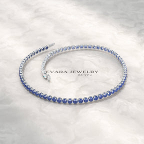 1.96 Carats Ombre Natural Blue Sapphire Tennis Bracelet in Solid 14K/18K Gold - Evara Jewelry LLC