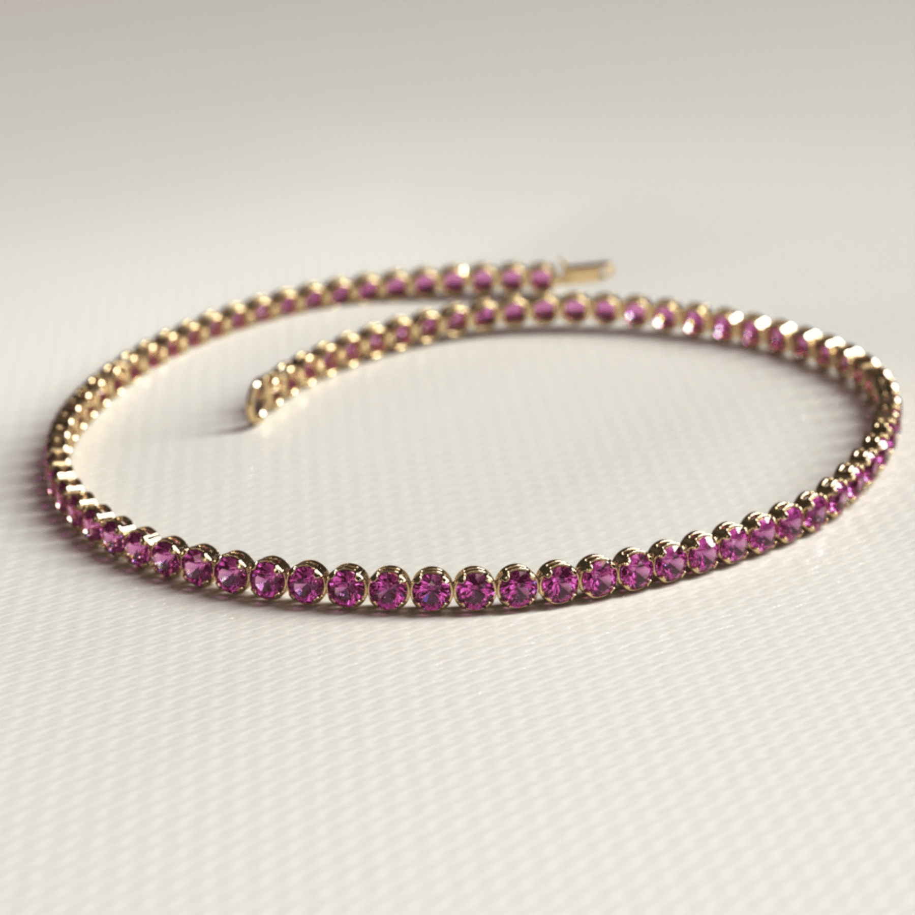 1.98 Carats Rhodolite Garnet Tennis Bracelet in 14K/18K Rose Gold - Evara Jewelry LLC
