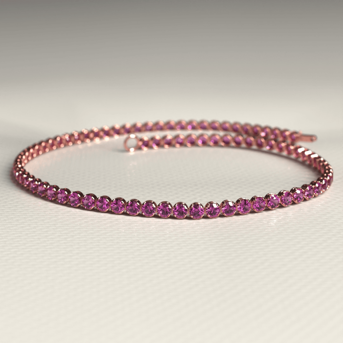 1.98 Carats Rhodolite Garnet Tennis Bracelet in 14K/18K Rose Gold - Evara Jewelry LLC