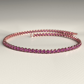1.98 Carats Rhodolite Garnet Tennis Bracelet in 14K/18K Rose Gold - Evara Jewelry LLC