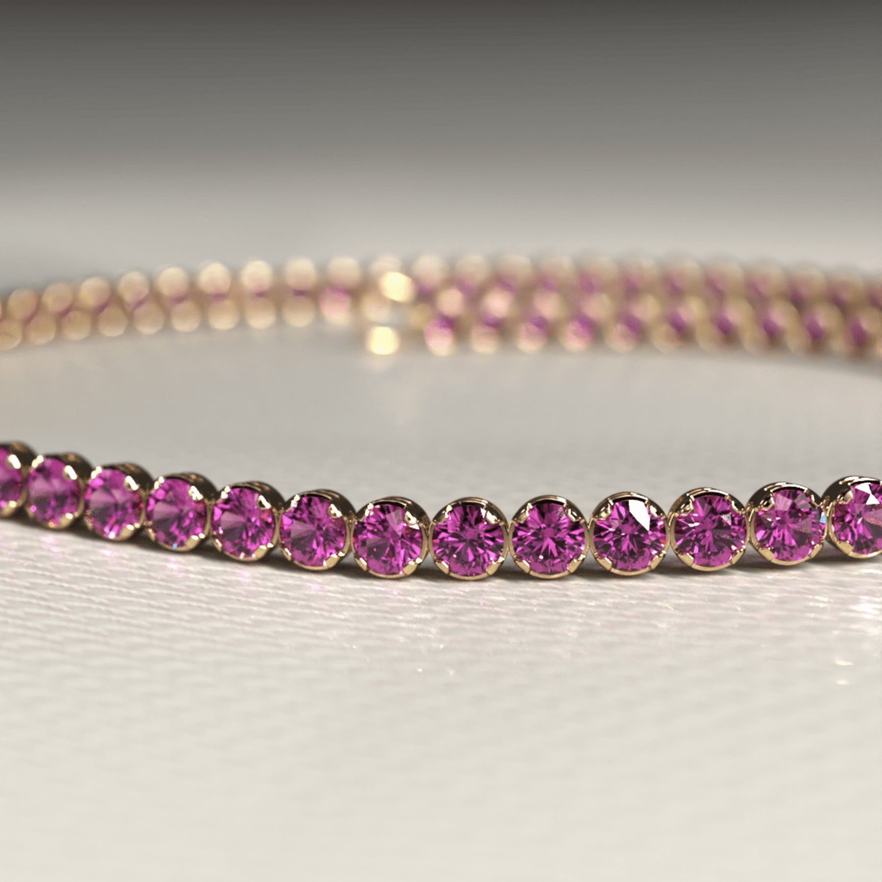 1.98 Carats Rhodolite Garnet Tennis Bracelet in 14K/18K Rose Gold - Evara Jewelry LLC