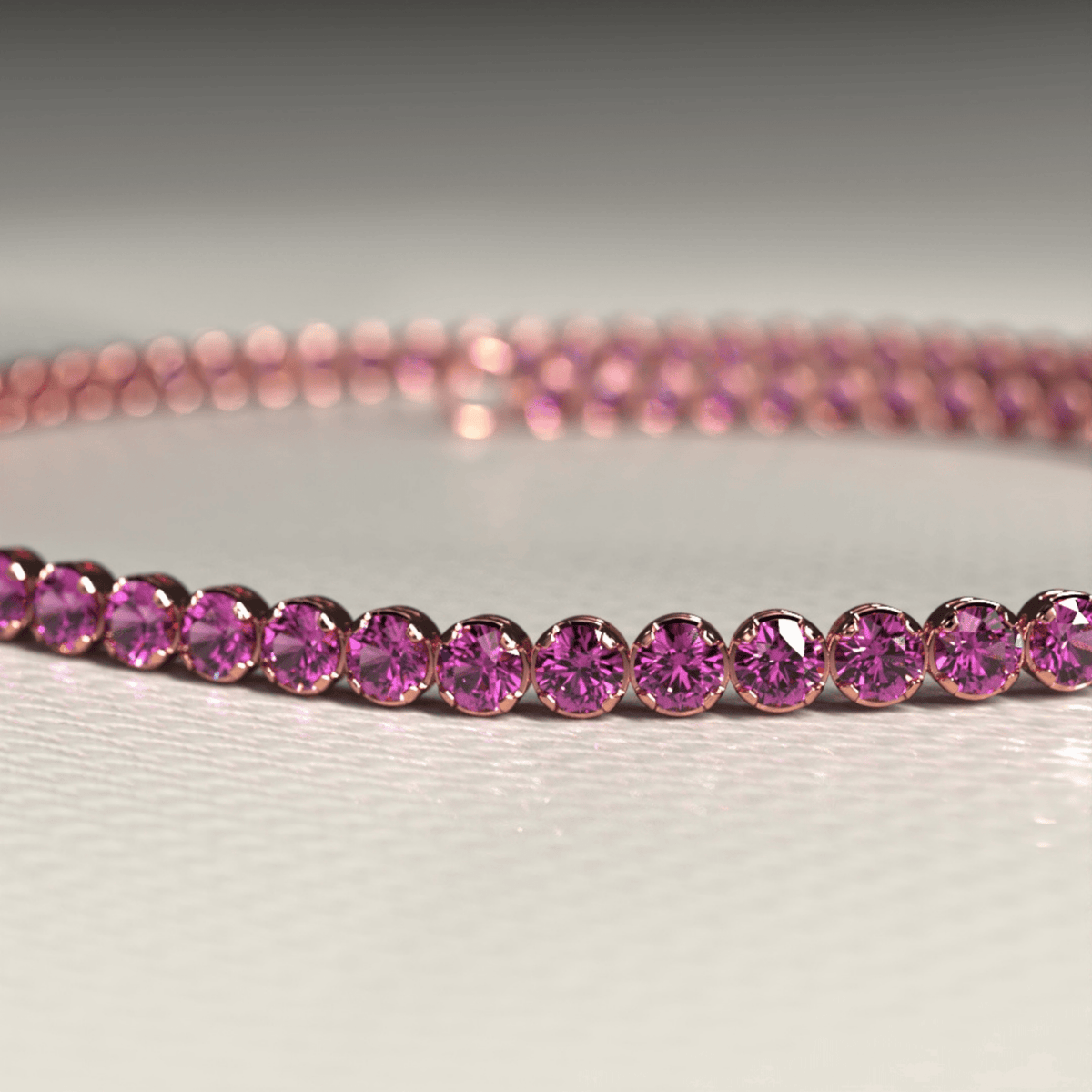 1.98 Carats Rhodolite Garnet Tennis Bracelet in 14K/18K Rose Gold - Evara Jewelry LLC
