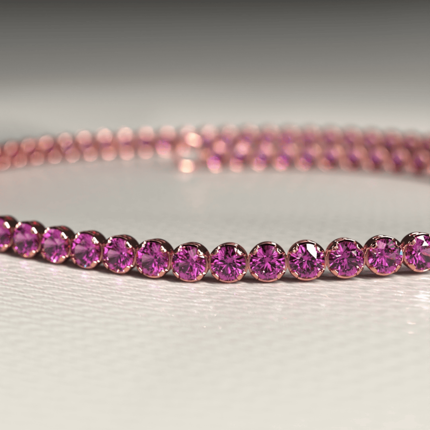 1.98 Carats Rhodolite Garnet Tennis Bracelet in 14K/18K Rose Gold - Evara Jewelry LLC