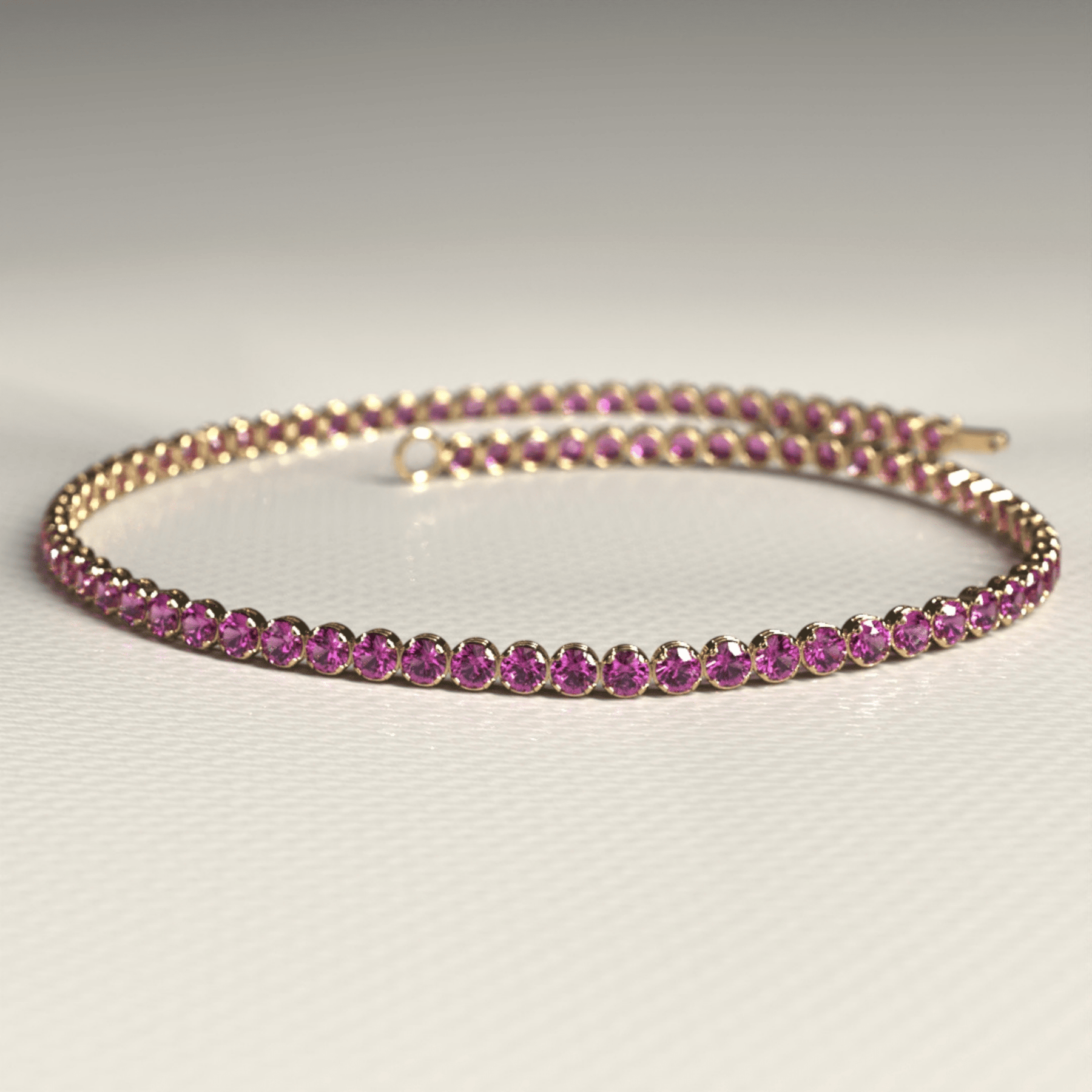 1.98 Carats Rhodolite Garnet Tennis Bracelet in 14K/18K Rose Gold - Evara Jewelry LLC