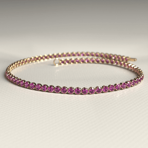 1.98 Carats Rhodolite Garnet Tennis Bracelet in 14K/18K Rose Gold - Evara Jewelry LLC