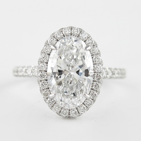 2 Carat Classic Oval Cut Diamond Halo Engagement Ring with Pave Band